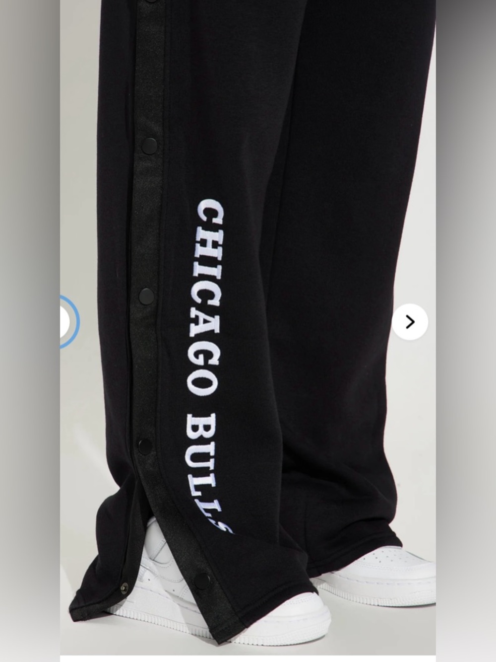 NBA Chicago Bulls Womens tear-away Jogger pants Side Snap Black Size XL - Picture 2 of 10